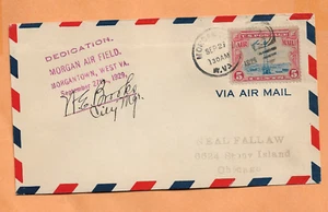 FIRST FLIGHT DEDICATION MORGAN AIR FIELD SEP 27,1929 MORGANTOEN SIGNED B385 - Picture 1 of 1