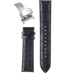 22mm Bulova Crocodile Style Dark Blue Leather Watchband  Watchband 100% Genuine