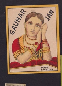 Ancienne    étiquette  de paquet Allumettes Suède BN167860 Gauhar Jan Inde Femme - Bild 1 von 1