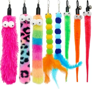 Cat Worm Toy Cat Wand Replacement, 8 PCS Worms Cat Toy Refill, Cat Wand Attachme - Picture 1 of 12