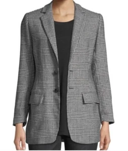 Current/Elliott Women's White Black Houndstooth Plaid Blazer Jacket Size L (3) - Picture 1 of 9