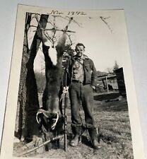 Rare Vintage American World War II Era ID'd Hunter & Deer Buck Snapshot Photo US