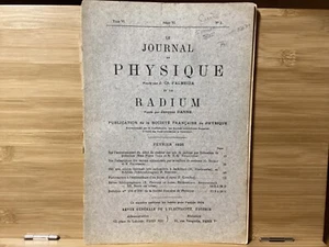 February 1925 Journal De Physique Et Le Radium - Marie Curie Article - Picture 1 of 10