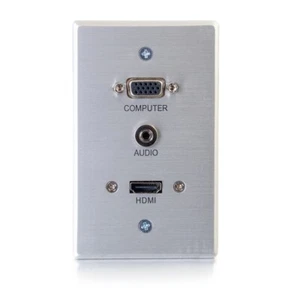 HDMI, VGA + 3.5mm Pass Through Single Gang Wall Plate - Aluminum-C2G - Picture 1 of 6