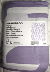 Ikea BERGHEMLOCK QUEEN Duvet Cover + 2 Pillowcase Set White / Lilac NEW! - Picture 1 of 2