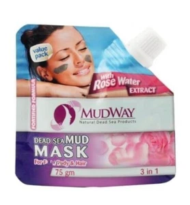 Dead Sea Mud Mask 75 g with Rose Water Extract For Skin Care Body Hair and Face - Picture 1 of 3