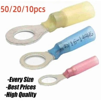 USA Wire Crimp Connectors Waterproof Heat Shrink Ring Terminals 22-10 AWG - Image 1 of 4