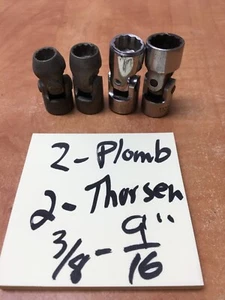 Thorsen Plomb USA 3/8 drive Swivel socket Lot Of 4 9/16 1/2 7/16 3/8 - Picture 1 of 3