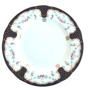 Antique Wedgwood Plates Richard Briggs 2 Hand Painted Cobalt Blue Floral Gilt - Picture 1 of 14