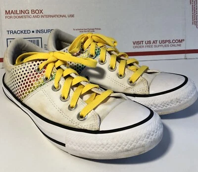 复古女式 CONVERSE 彩虹圆点运动鞋 尺寸 7 状况良好 罕见 — 第 1/4 张图片