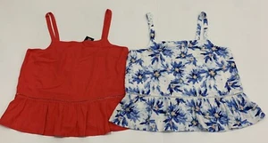 2x Ladies size 16 DOTTI Blue Floral And Red Linen Tops *NEW* RRP $79.90 - Foto 1 di 5