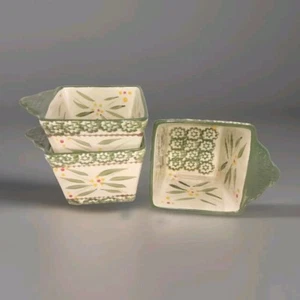 3 Retired Temptations By Tara, Old World Green Individual Bakers Ramekins - Picture 1 of 11