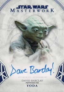 Star Wars Masterwork 2018, David Barclay (Yoda) Blue Autograph Card A-DB #24/99 - Picture 1 of 2