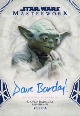 Star Wars Masterwork 2018, David Barclay (Yoda) Blue Autograph Card A-DB #24/99 - Image 1 of 2