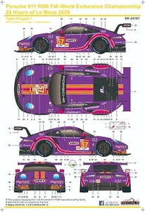 S.K. Decals SK24191 Porsche 911 RSR FIA WEC Le Mans 24Hr 2020 Team Project 1 #57 - Picture 1 of 3