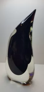 Luigi Onesto Glass Vase Oggetti Murano Italy Large Italian Deep Purple/Clear - Picture 1 of 9