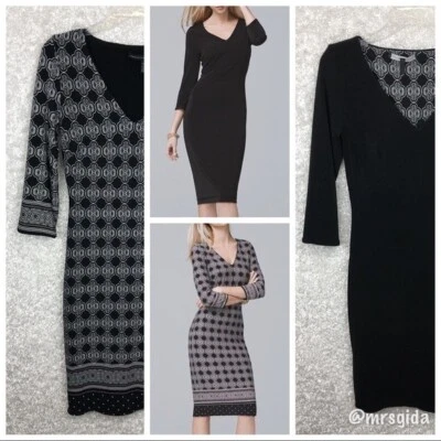 Vestido Jersey WHBM Reversible Midi LBD XXS Negro Sólido o Lunares Geométricos Foto 1 de 4