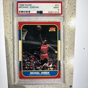 1986 FLEER BASKETBALL GRADED PSA SET W/STICKERS JORDAN RC PSA 9 (143) - Picture 1 of 8