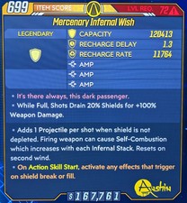 XBOX/PS4/5 72 MERCENARY INFERNAL WISH 💥 3 AMP'S 💥ACTION SKILL START ANOINTMENT