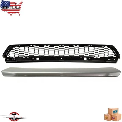 Fits 2019-2022 Honda Pilot Front Bumper Lower Grille Black + Silver Molding Trim Foto 1 de 4