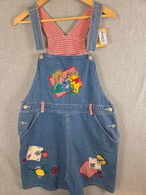 Pantalones Cortos De Colección Para Mujer XL Disney Winnie The Pooh Mono Denim Bordados NUEVO Foto 1 de 4