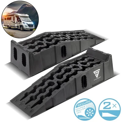 STAHLWERK Stufenkeil 2er Set 6 t Auffahrkeil Unterlegkeil Wohnmobil Auffahrrampe
