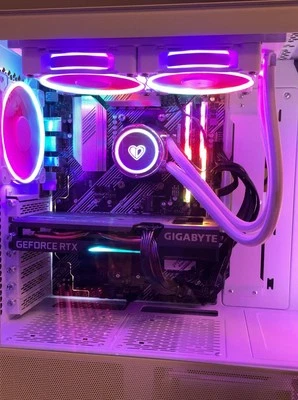 Gaming PC Computer White Nvidia GE Force RTX 3060 ti 8gb Include 32 Inch Monitor - Image 1 of 4