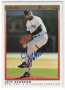 Jeff Reardon signierte 1991 O-Pee-Chee Premier Karte #98 Boston Red Sox - Bild 1 von 2