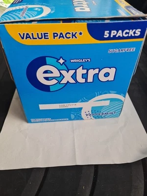 Wrigley's Extra Peppermint Sugar Free Chewing Gum Multipack 5 Packs of 10 Pieces - Image 1 of 4