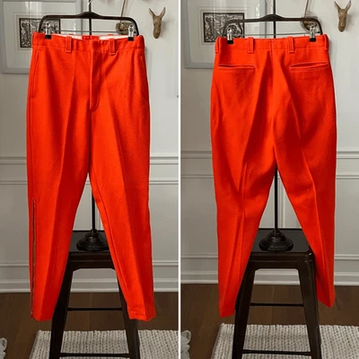 Vintage 60s 70s Gander Mountain Orange Wool Outdoors Hunting Pants 30 - Image 1 of 4