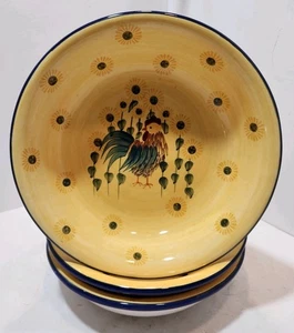 Carol Endres Pure Art Hahn und Sonnenblume Keramik 8" Pastaschalen 3er Set - Bild 1 von 8