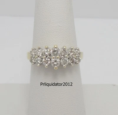 Anillo de boda de aniversario de diamantes naturales de colección de 1 quilate de oro amarillo de 14 quilates Foto 1 de 4