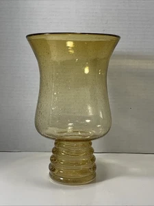 Amici Bubble Honey Pedestal Glass Vase Art Glass Home Shelf Table Decor - Picture 1 of 11
