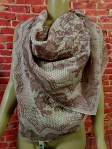 H&M Scarf Womens Floral Square purple Brown White 100% polyester 41x41 /B10 - Picture 1 of 5