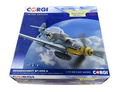 Corgi Aviation Archive AA27103 1:72 Messerschmitt Bf109G-6 Alfred Surau Yellow 6 - Image 1 of 4