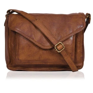 Leather Flapover Crossbody Handbag Purse for Women with Adjustable Strap & Ov... - Picture 1 of 7