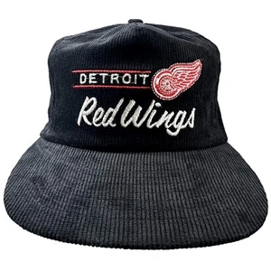 Vintage NHL Detroit Red Wings Black Cord Snapback Hat Top Zustand - Bild 1 von 10