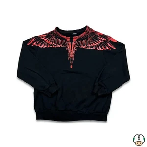 Marcelo Burlon Wings Sweatshirt Mens Small Black Graphic Pullover Crewneck - Picture 1 of 6