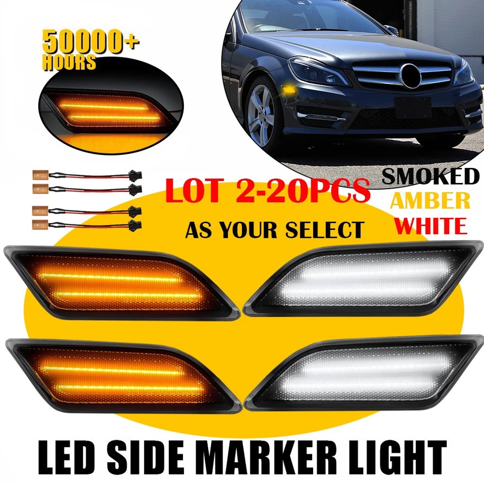 White/Amber LED Side Marker Light for Mercedes Benz C250 C300 C350 C63 2012-2014 - Image 1 of 1
