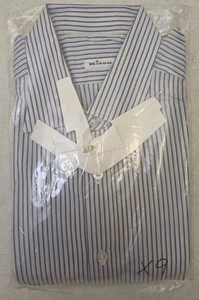 Kiton camicia manica lunga taglia 17,5 44 bianca multicolore a righe manica lunga NUOVA - Foto 1 di 9