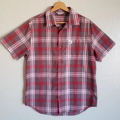 CAT Caterpillar Plaid Button Up Short Sleeve Shirt Red Size Men's Medium Casual - Image 1 of 4