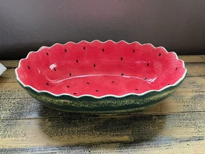 Oneida Extra Large Watermelon Bowl, Ceramic Bowl Hand Painted In Box - Picture 1 of 9