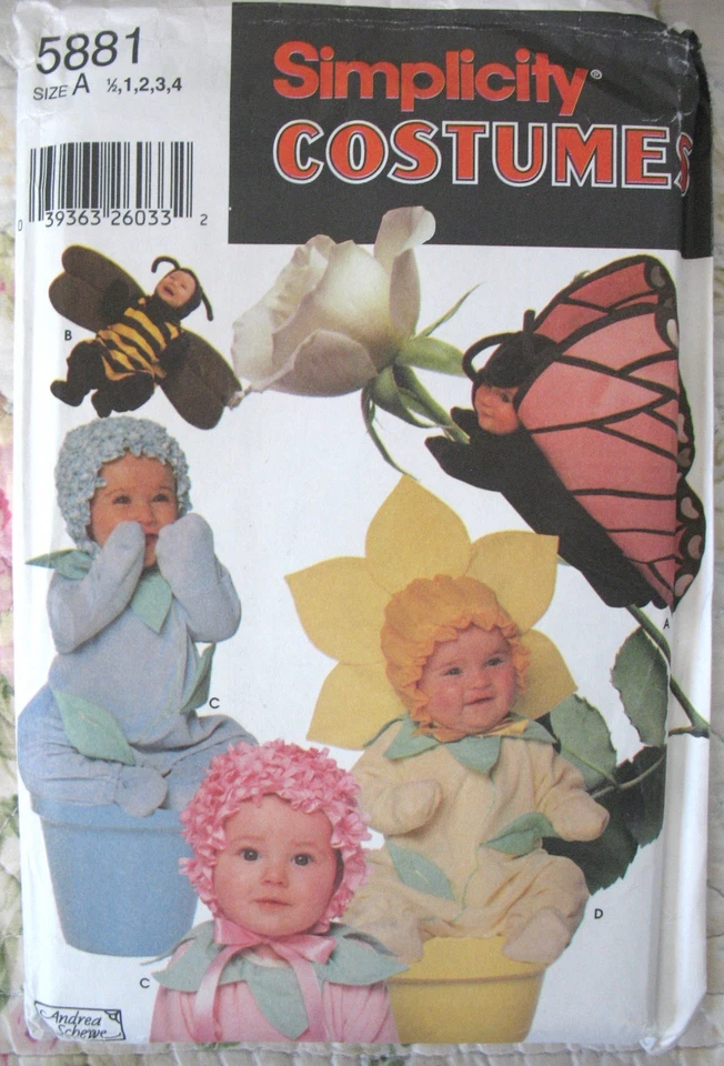 Simplicity Sew Pattern 5881 TODDLER'S FLOWER BEE + BUTTERFLY Halloween 1/2-4 - Image 1 of 4
