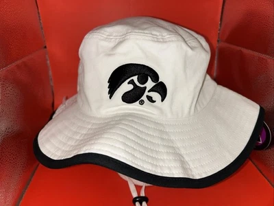 UNIVERSITY OF IOWA HAWKEYES White Bucket Hat Tiger Hawk Hawks New With Tags - Image 1 of 4