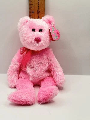 Ty Pinky’s ( Dazzler) 2004 豆豆娃粉色熊带粉红色蝴蝶结 — 第 1/4 张图片