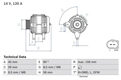 Alternator Bosch for AUDI A3 1.6 0 986 041 860 - Image 1 of 2