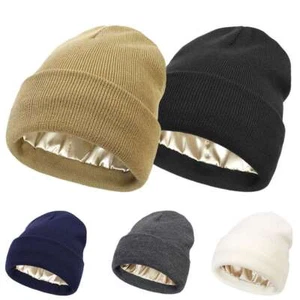 Cappello unisex foderato in raso maglia berretto acrilico morbido caldo antistatico maglia berretto - Foto 1 di 17