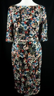 Erdem Floral Print 'Kristen' Dress Black/Multi UK10 Pre-Owned - Image 1 of 4