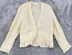 J Jill Jacket Womens Medium Linen Lightweight Minimalist Casual Ruffle Cottage - Picture 1 of 10
