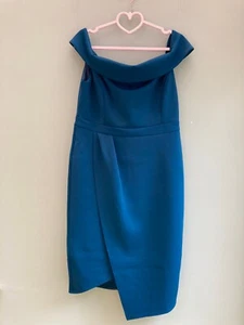 KLEID BARDOT-STIL UK 14 VON GL/AMOUR TULPENFORM PONTE TÜRKIS GEFÜTTERT ORP £69 NEU MIT ETIKETT - Bild 1 von 4